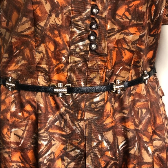 Vintage 50s Bespoke Autumn Jewel Shirtwaist Tea Dress - Picture 10 of 16